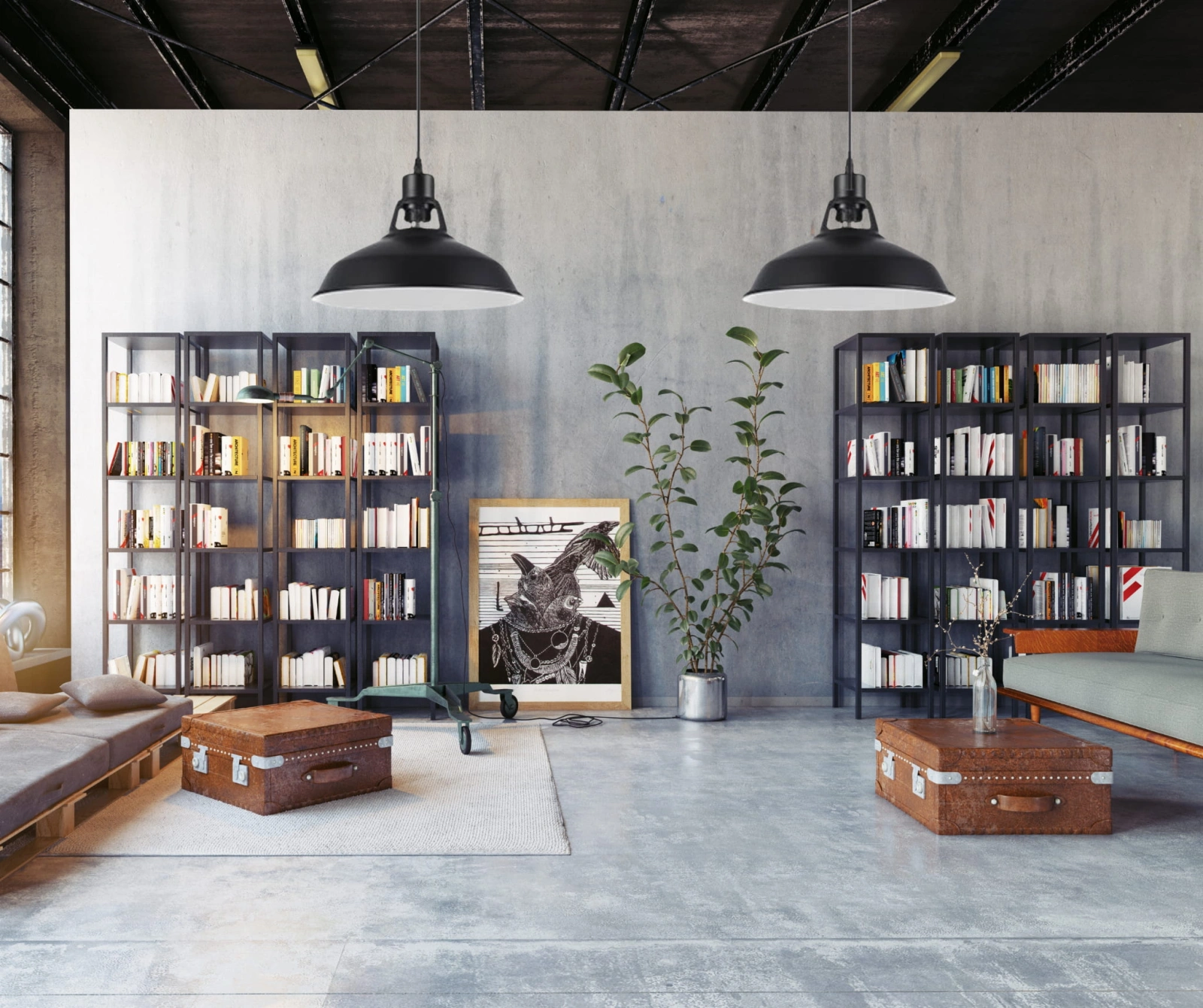 Lampa Industrial Twin w industrialnym salonie.jpg