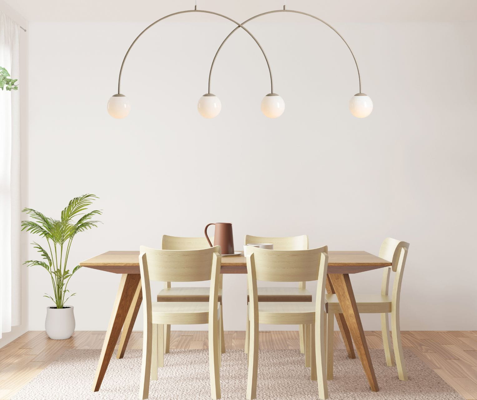Lampa wisząca Una 4 beige L w jadalni w stylu skandynawskim.jpg