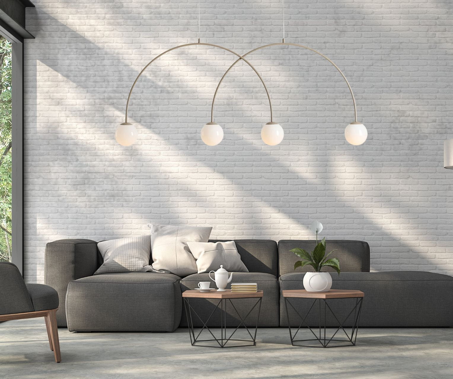 Lampa wisząca Una 4 beige L w salonie.jpg