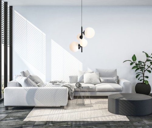 Lampa wisząca Bloom 4 black w salonie.jpg