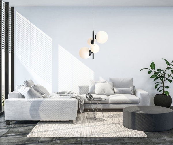 Lampa wisząca Bloom 4 black w salonie.jpg