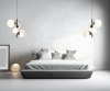 Lampa wisząca Bloom 4 black w minimalistycznej sypialni.jpg