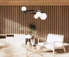 Lampa wiszaca Garda 4 ring black - w salonie z ścianą obudowaną drewnianymi lamelami - aranżacja 4FunDesign.com.jpg