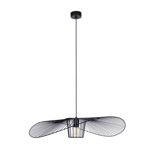 Lampa wisząca Kapelusz czarny mini – nowoczesna czarna lampa z ażurowym, drucianym kloszem w formie rozłożystego kapelusza.