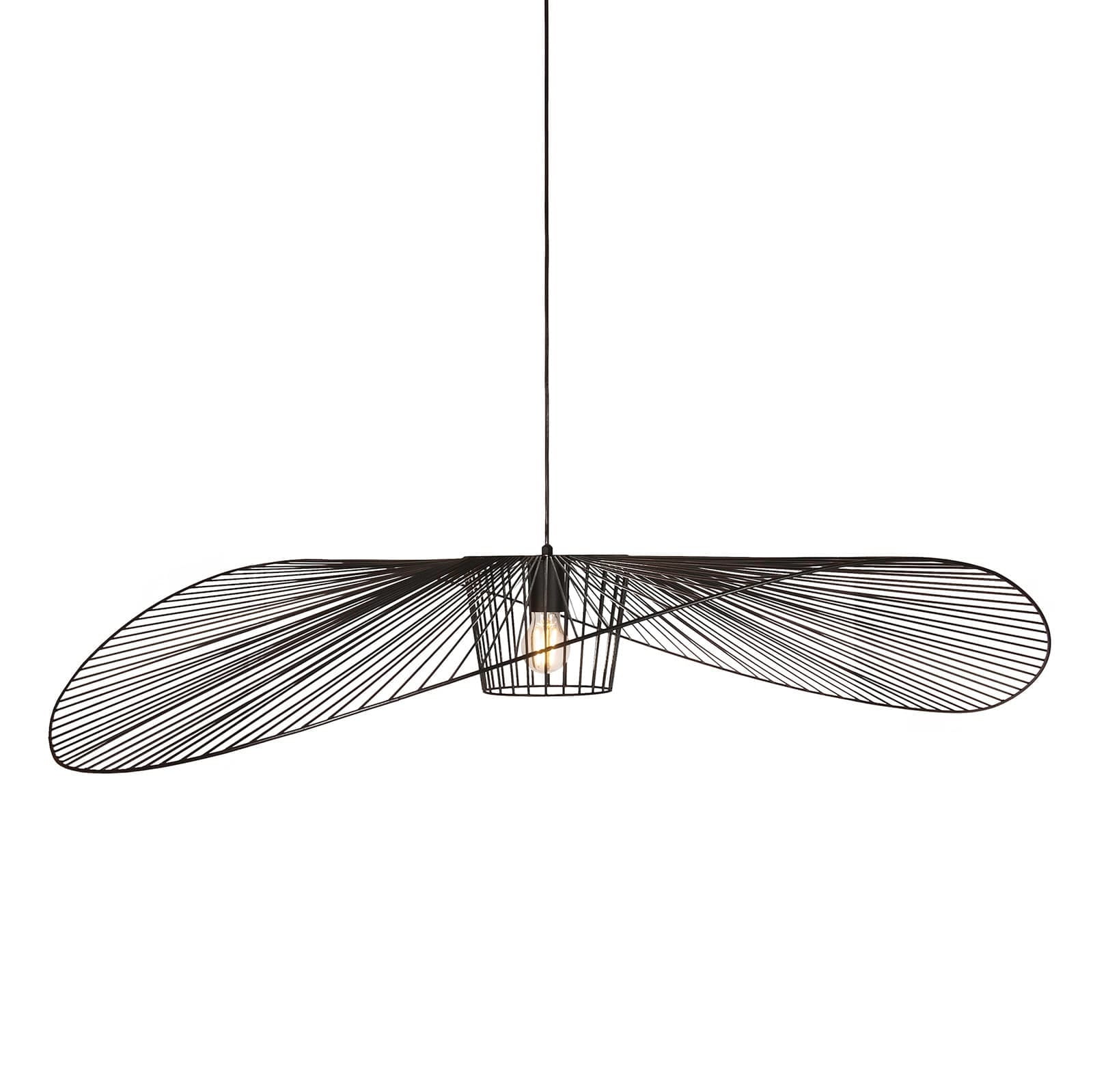 Lampa wisząca Kapelusz czarna – duża, ażurowa lampa w stylu skandynawskim z metalowym, przestrzennym kloszem.