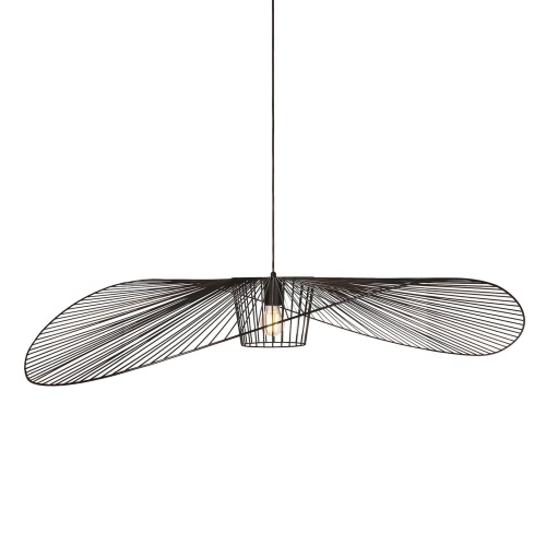 Lampa wisząca Kapelusz czarna – duża, ażurowa lampa w stylu skandynawskim z metalowym, przestrzennym kloszem.