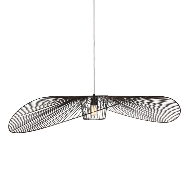 Lampa wisząca Kapelusz czarna – duża, ażurowa lampa w stylu skandynawskim z metalowym, przestrzennym kloszem.