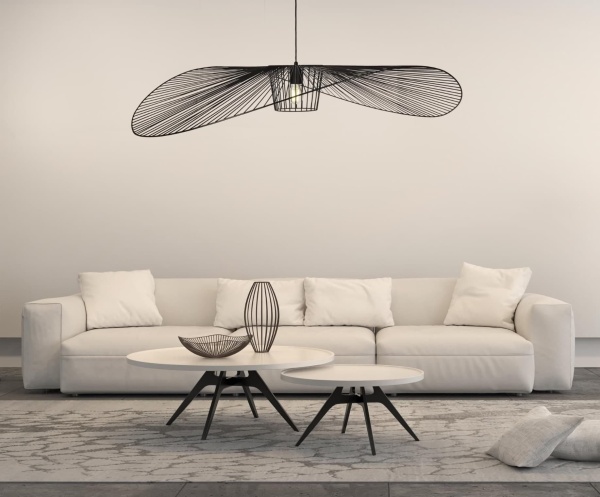 Lampa wisząca Kapelusz czarna – duża, ażurowa lampa w stylu skandynawskim z metalowym, przestrzennym kloszem. wizualizacja