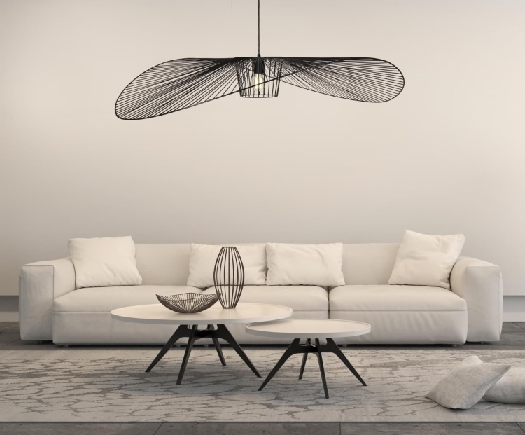 Lampa wisząca Kapelusz czarna – duża, ażurowa lampa w stylu skandynawskim z metalowym, przestrzennym kloszem. wizualizacja