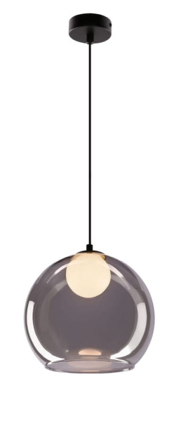 pol_pl_Brin-lampa-sufitowNowoczesna lampa wisząca Brin – czarna oprawa z dymionym i białym kloszem, kulisty kształt, eleganckie oświetlenie