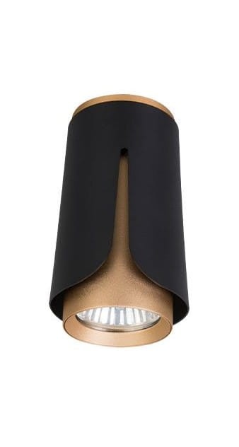 Lampa natynkowa Flower czarno-złota – metalowa oprawa sufitowa z efektem 3D i złotym wnętrzem