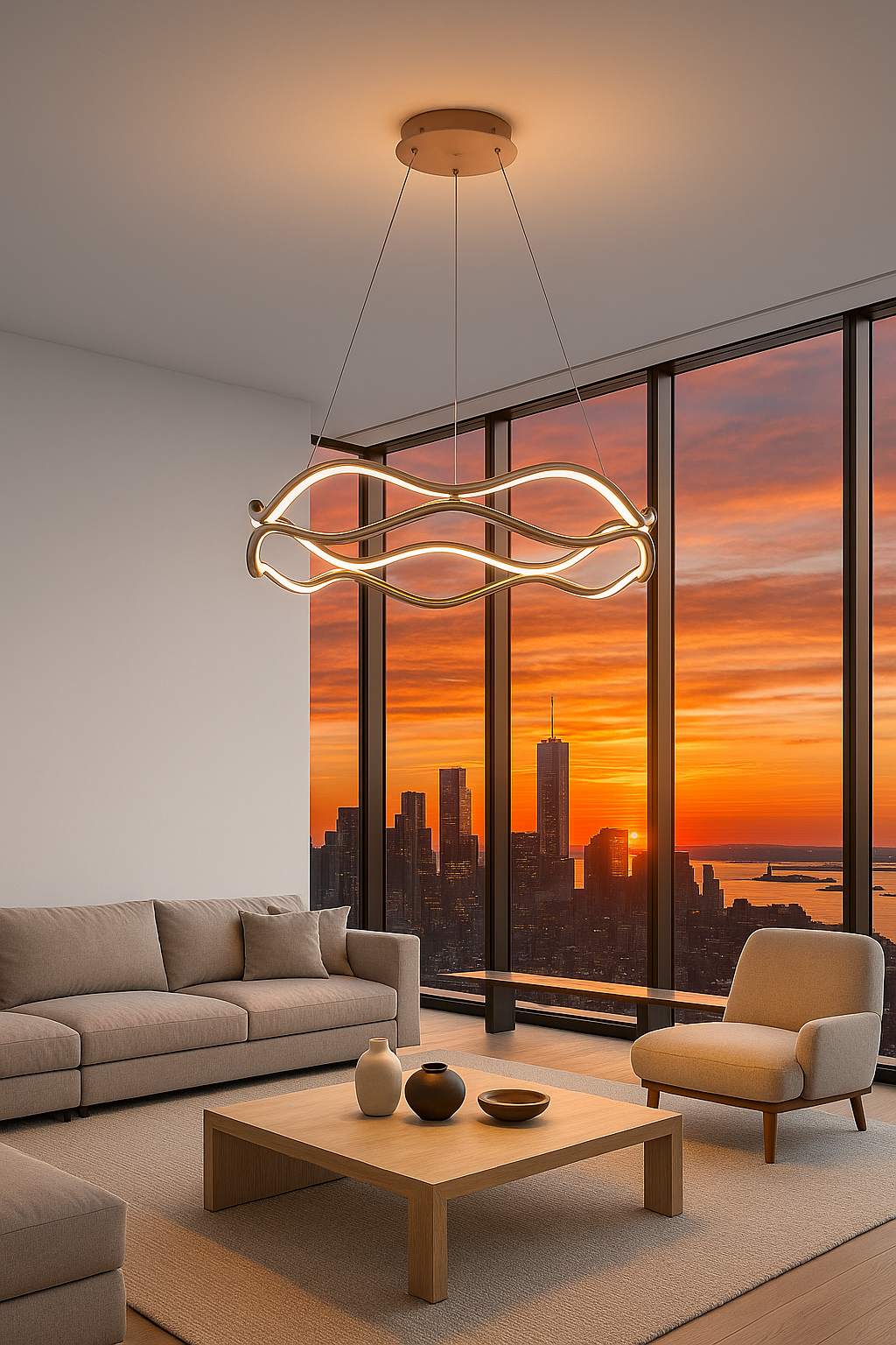 Lampa LED Vave w nowoczesnym apartamencie