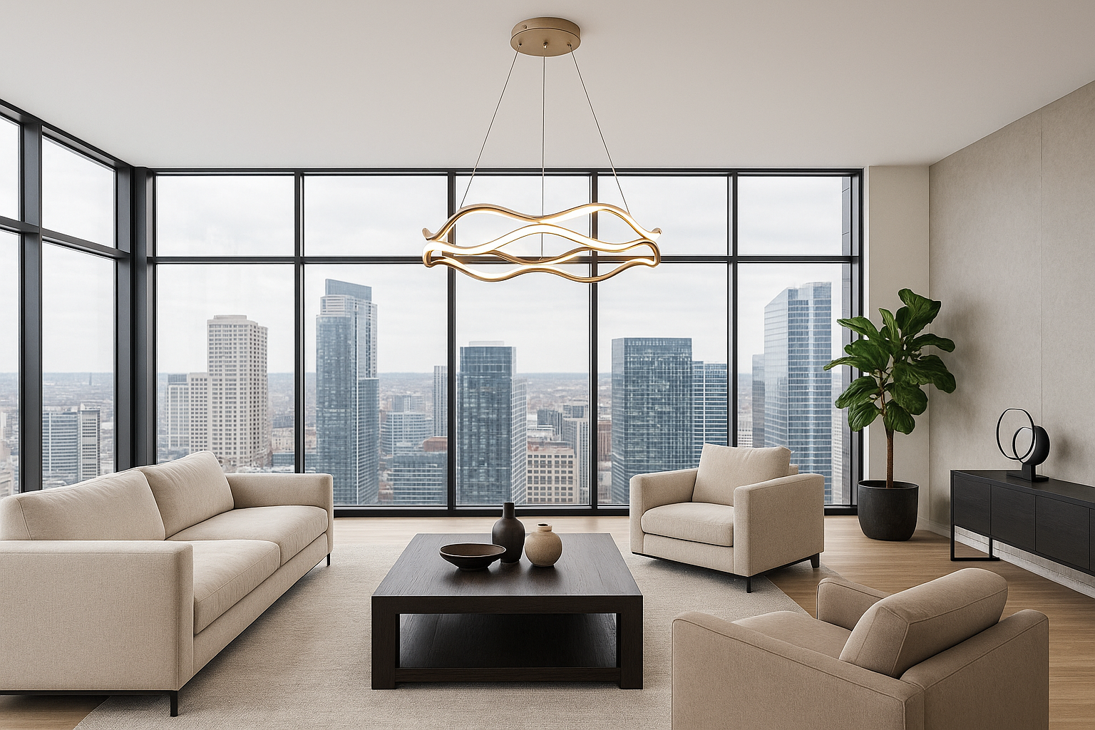 Lampa LED Vave w nowoczesnym penthousie