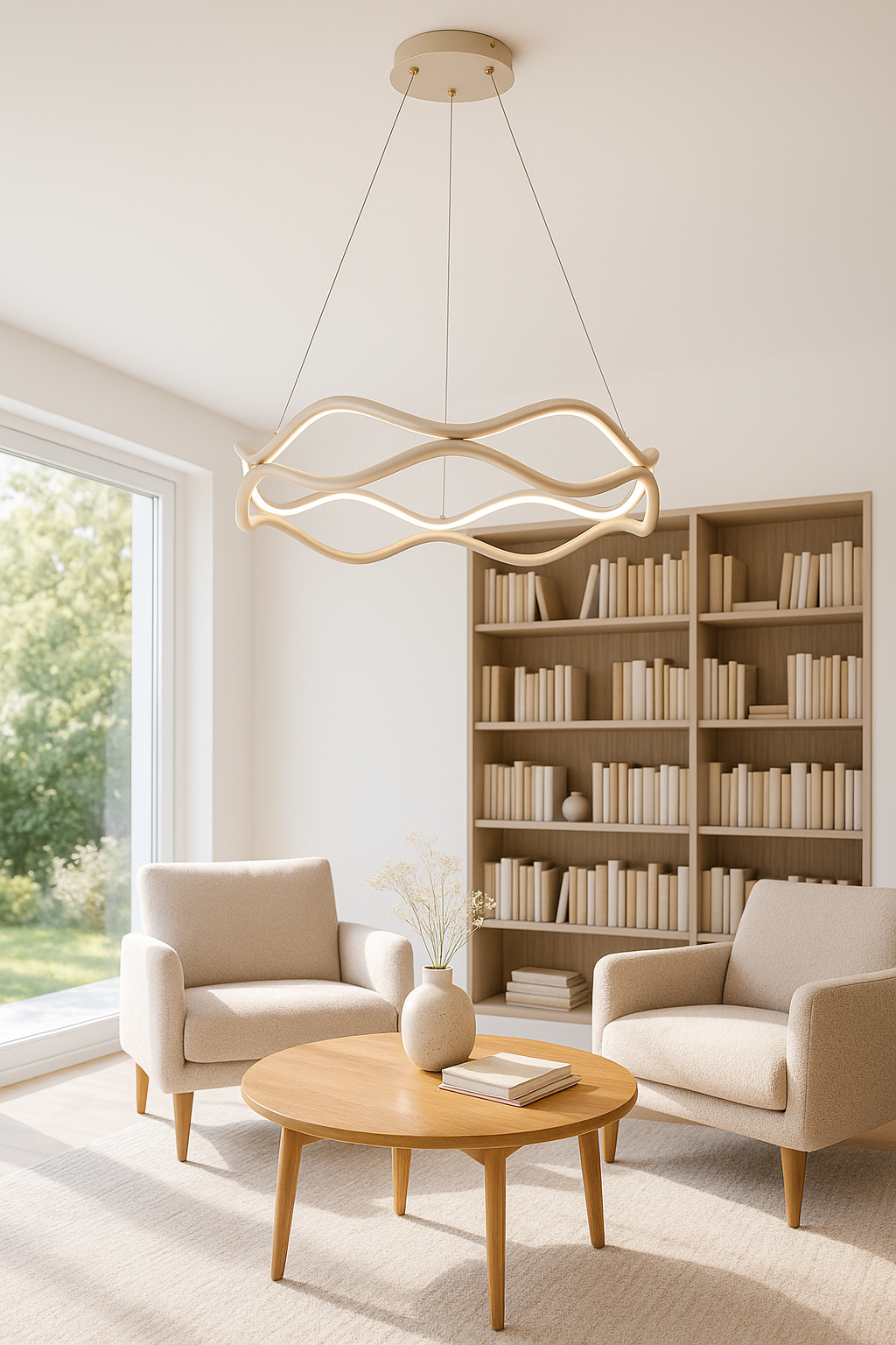 Lampa LED Vave w salonie urządzonym w stylu skandynawskim