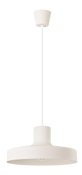 Lampa wisząca Bilo beżowa na białym tle.