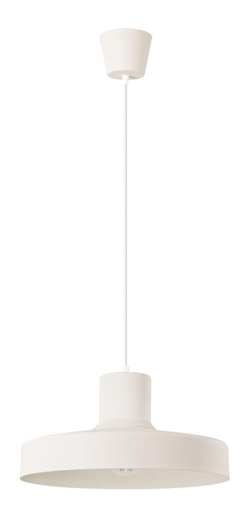 Lampa wisząca Bilo beżowa na białym tle.