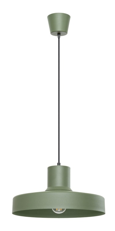 Lampa wisząca Bilo w kolorze zielonej oliwki. Zdjecie produktu na białym tle.