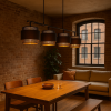 Lampa wisząca Amos K-5283 zawiesona nad stołem w salonie w stylu loft.
