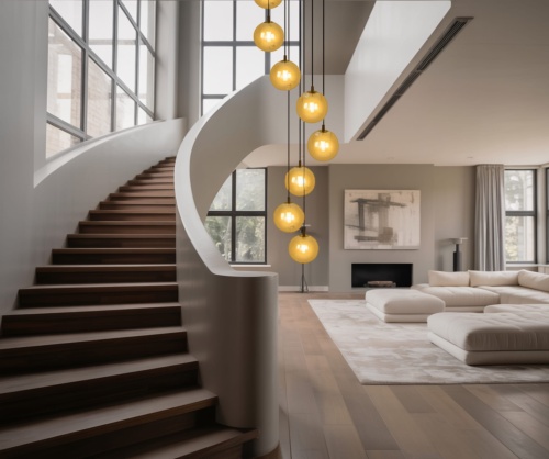 Lampa wiszaca Dori K-30 zawieszona na atresoli.