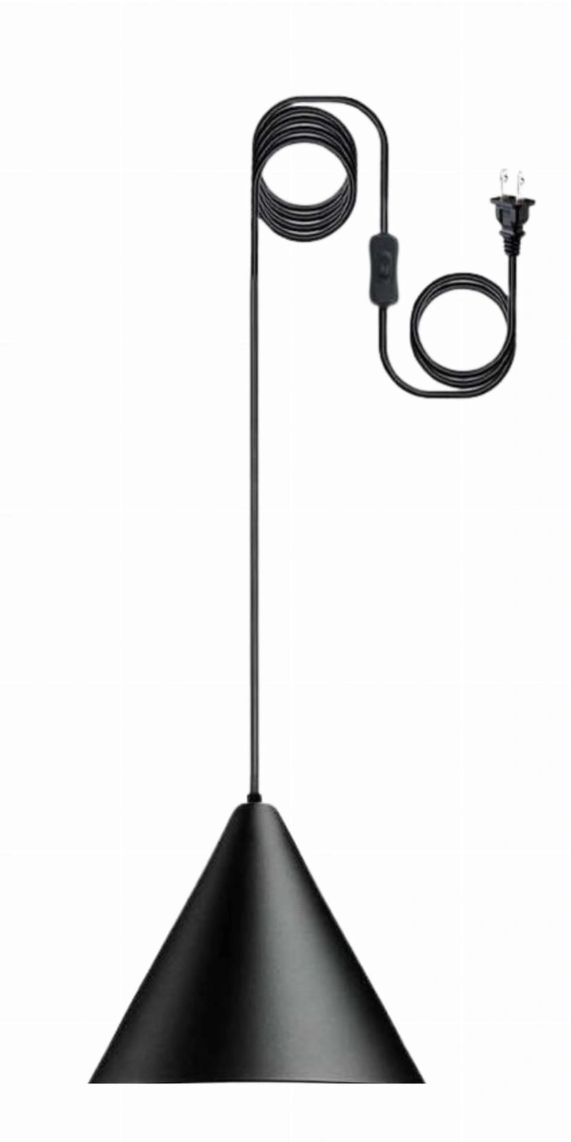 Lampa stożek cable black.jpgLampa Stożek Cable Black – nowoczesna lampa wisząca z metalowym kloszem Ø24,5 cm i przewodem 3m z włącznikiem, czarny mat