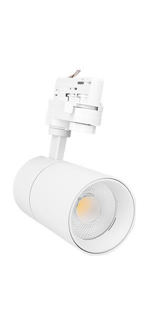 Reflektor Astra do szynoprzewodów 3 fazowowych zmienna temperatura barwowa 20W biały.jpgReflektor szynowy Astra 20W biały z LED COB, trzema barwami światła i obrotem 355 stopni