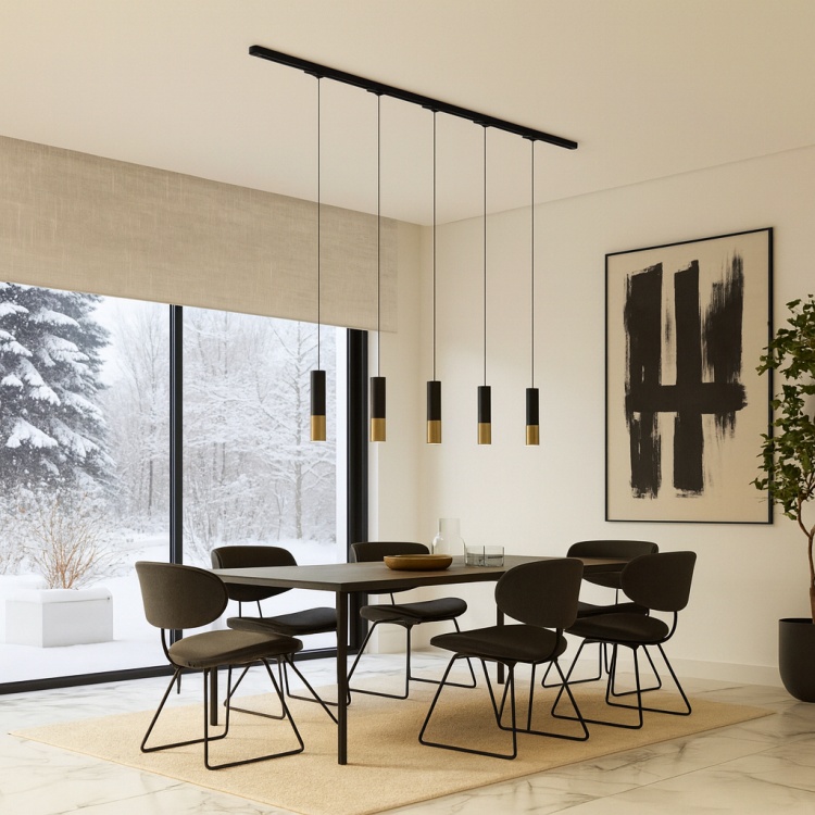 3 fazowy system oświetlenia szynowego idealne oświetlenie stołu w jadalni.