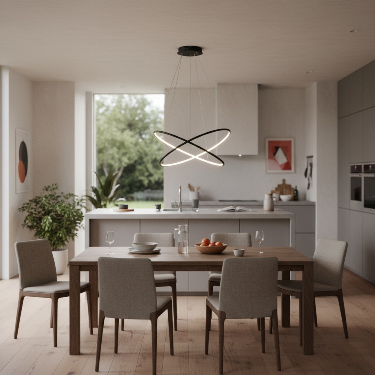 Lampa LED Orion w jadalni.