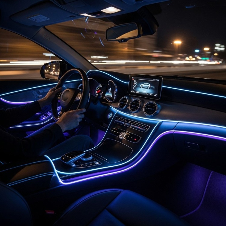 Świecące przewody w aucie