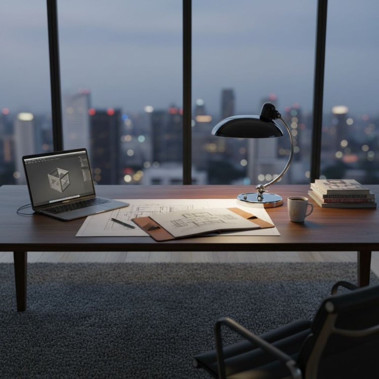 Lampka biurkowa Elite black w biurze.