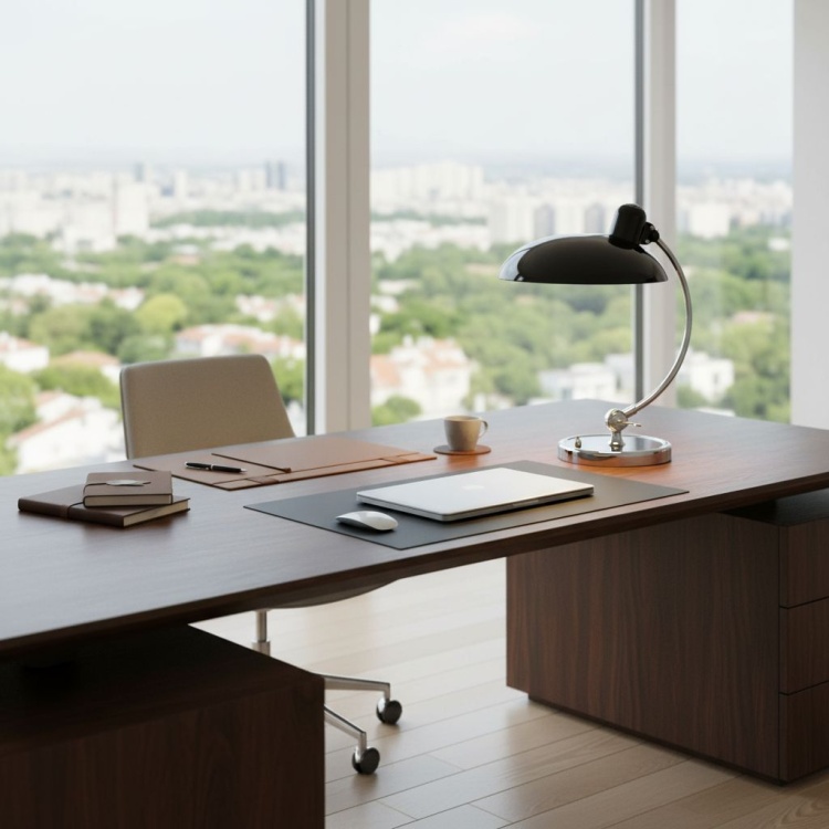 Lampka biurkowa Elite black w nowoczesnym biurze.