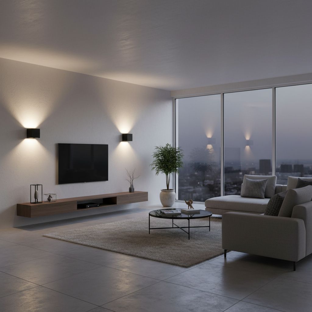 Kinkiety LED Cube w nowoczesnym penthousie.