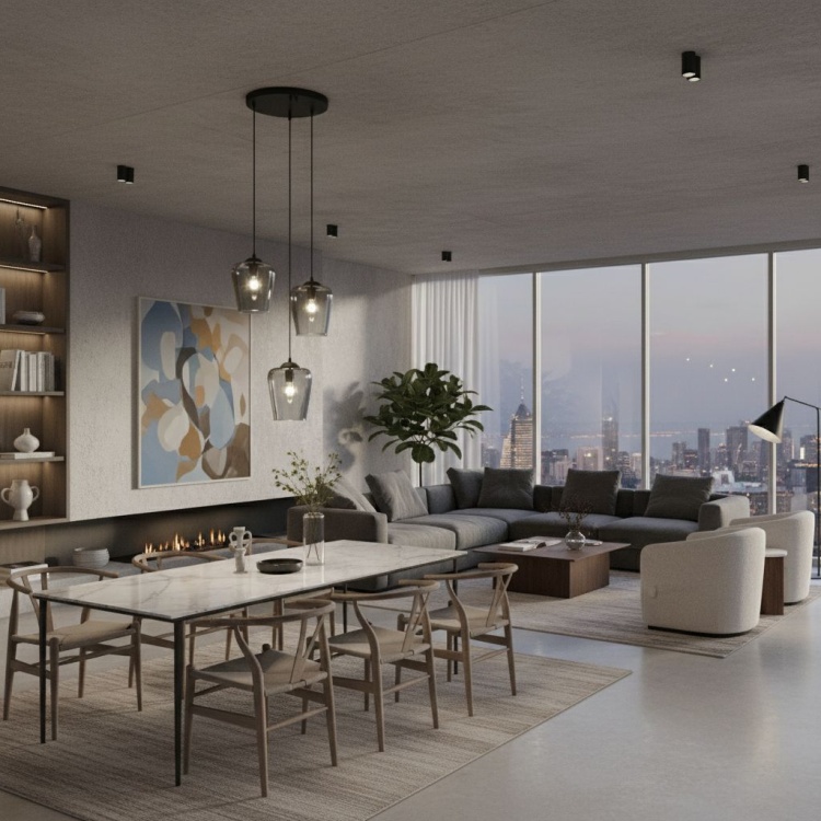 Lampa wisząca Tulipan 3 w nowoczesnym penthouse