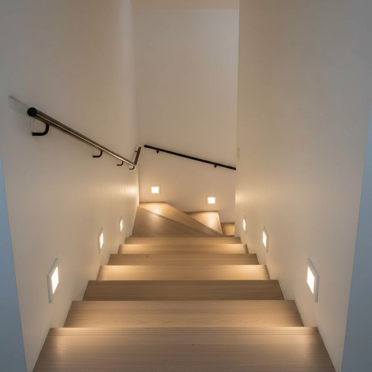 nowoczesne oświetlenie schodowe.