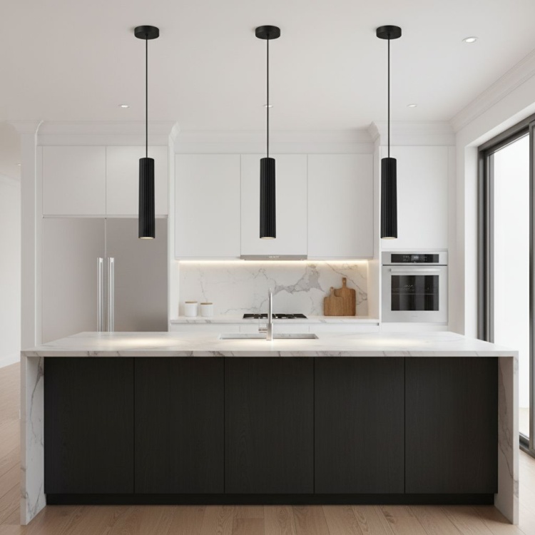 Lampa Arcus czarna w kuchni.