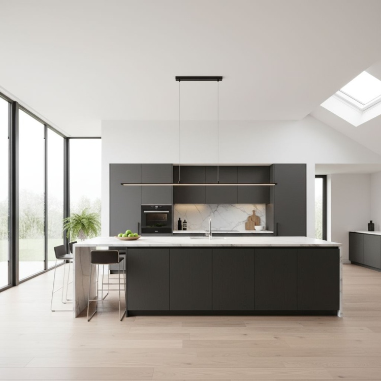 Lampa LED Prestige 8mm w nowoczesnej kuchni.