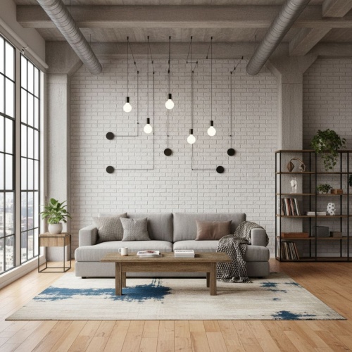 Lampki Cable black w industrialnym salonie.
