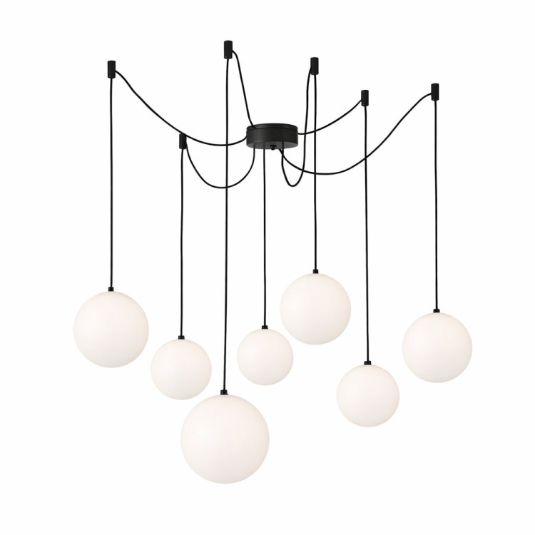 lampa Pająk 7 z szklanymi kloszami 30 cm.