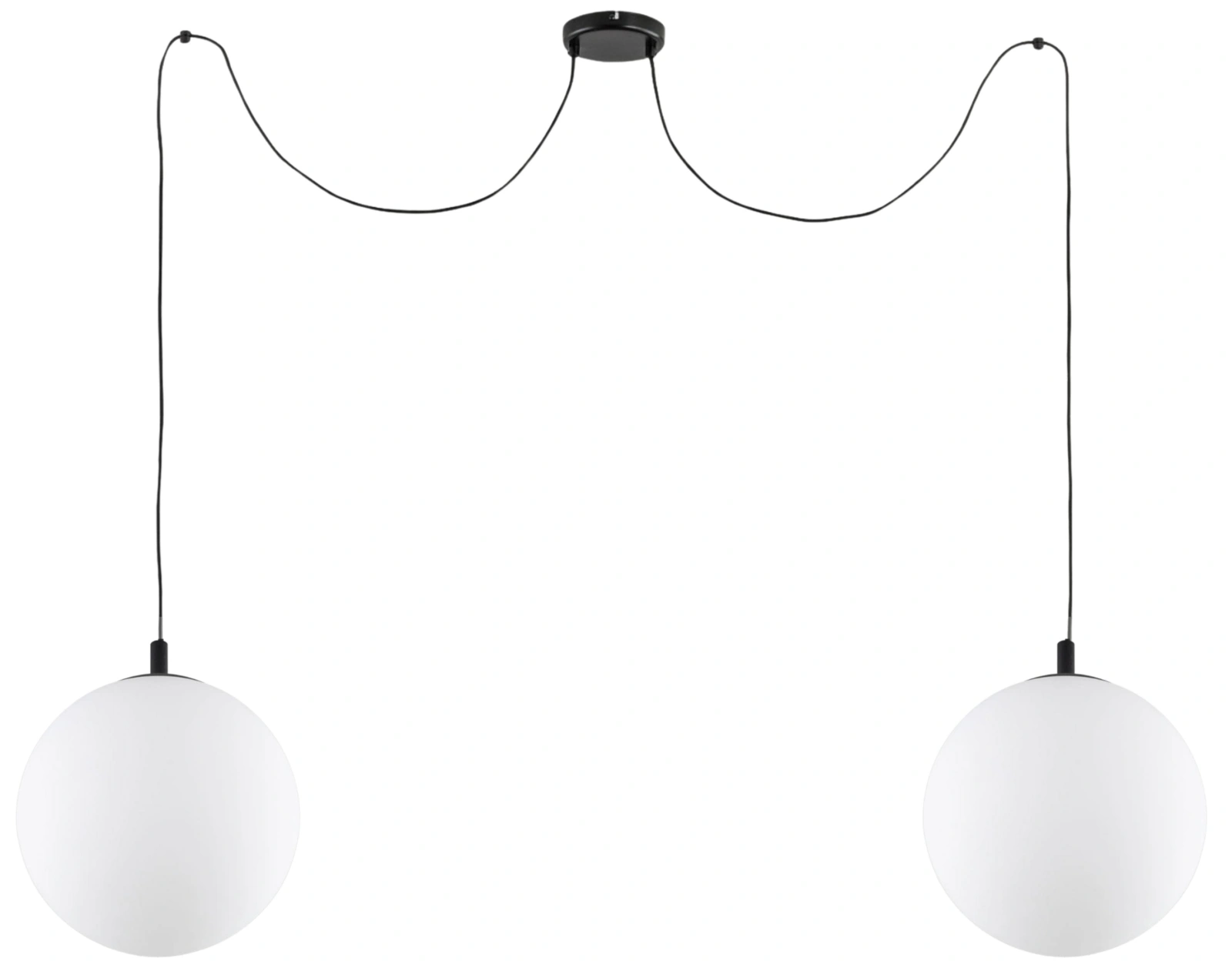 Lampa Pająk z dwoma dużymi kloszami w kształcie kuli.