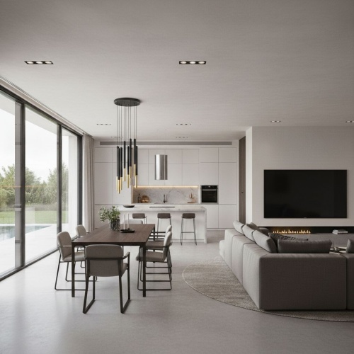 Lampa Tubo 9 w nowoczesnej jadalni.