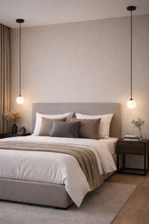 Lampki wiszące z kloszem 12 cm w sypialni.