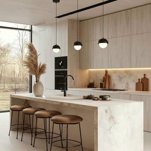 Lamy wiszące Modo nad kuchenną wyspą