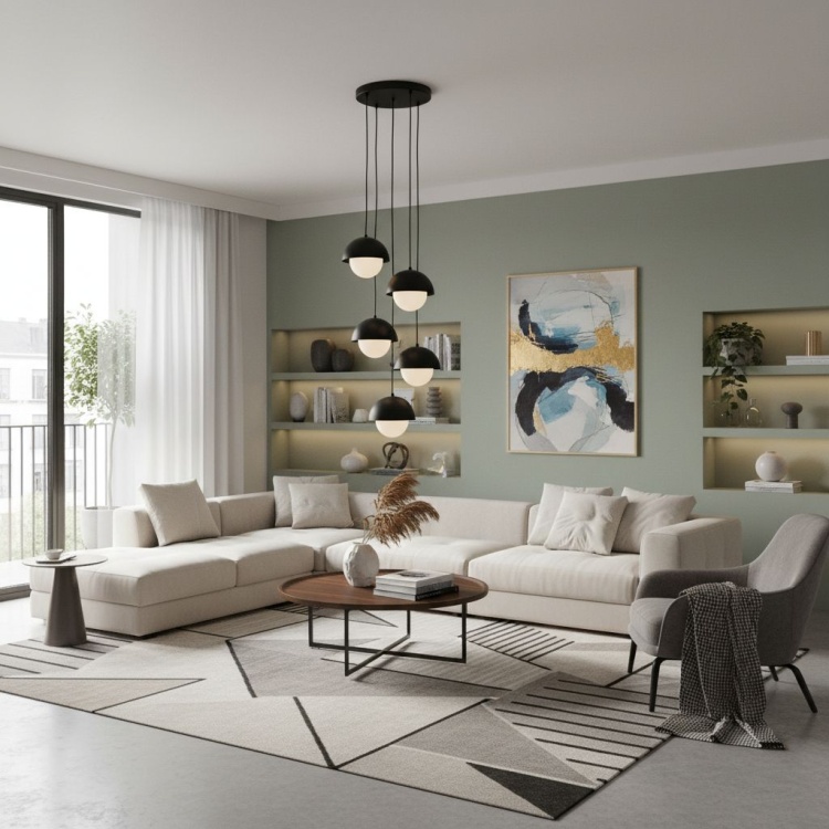 Lampa Modo 5 czarna w salonie