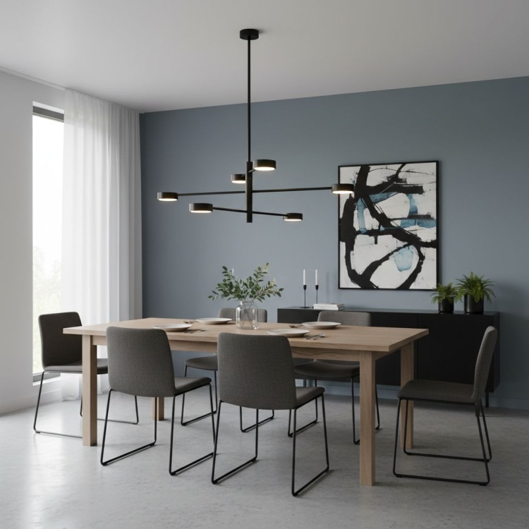 Żyrandol black VI w jadalni.