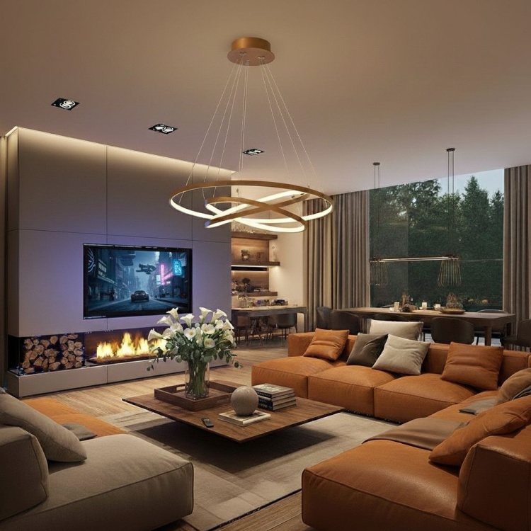 Lampa LED Rio Ring 2 w salonie