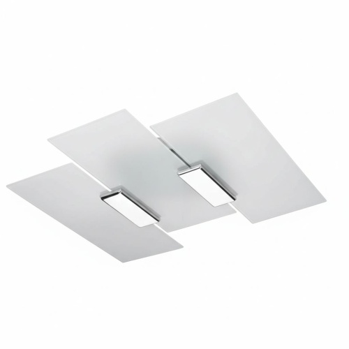 Plafon Fabiano – nowoczesny plafon sufitowy z białym szkłem i chromowanymi elementami do salonu i sypialni.