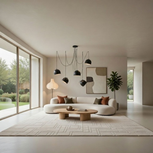 Lampa Amelie 5 zamontowana w dużym nowoczesnym salonie.