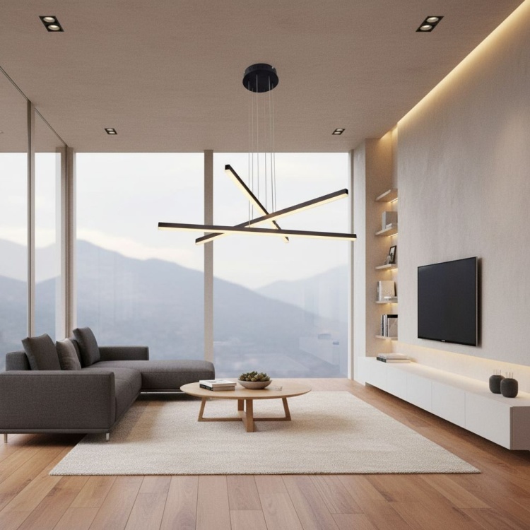 Lampa LED w salonie.