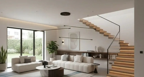 nowoczesna liniowa lampa LED w salonie 4fundesign.com