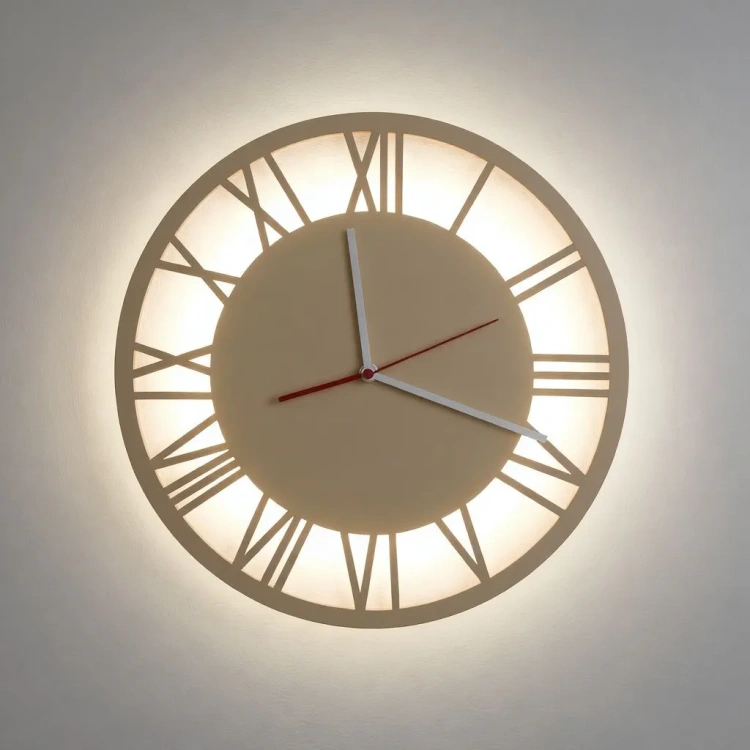 Podświetlany zegar ścienny 30 cm beige