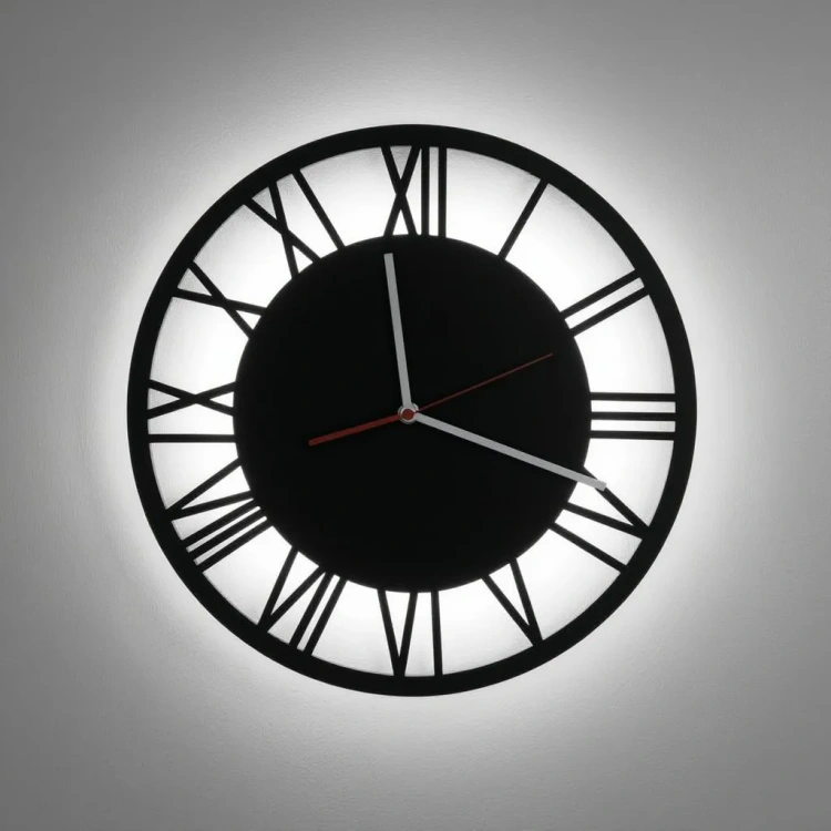 Podświetlany zegar ścienny 30 cm black